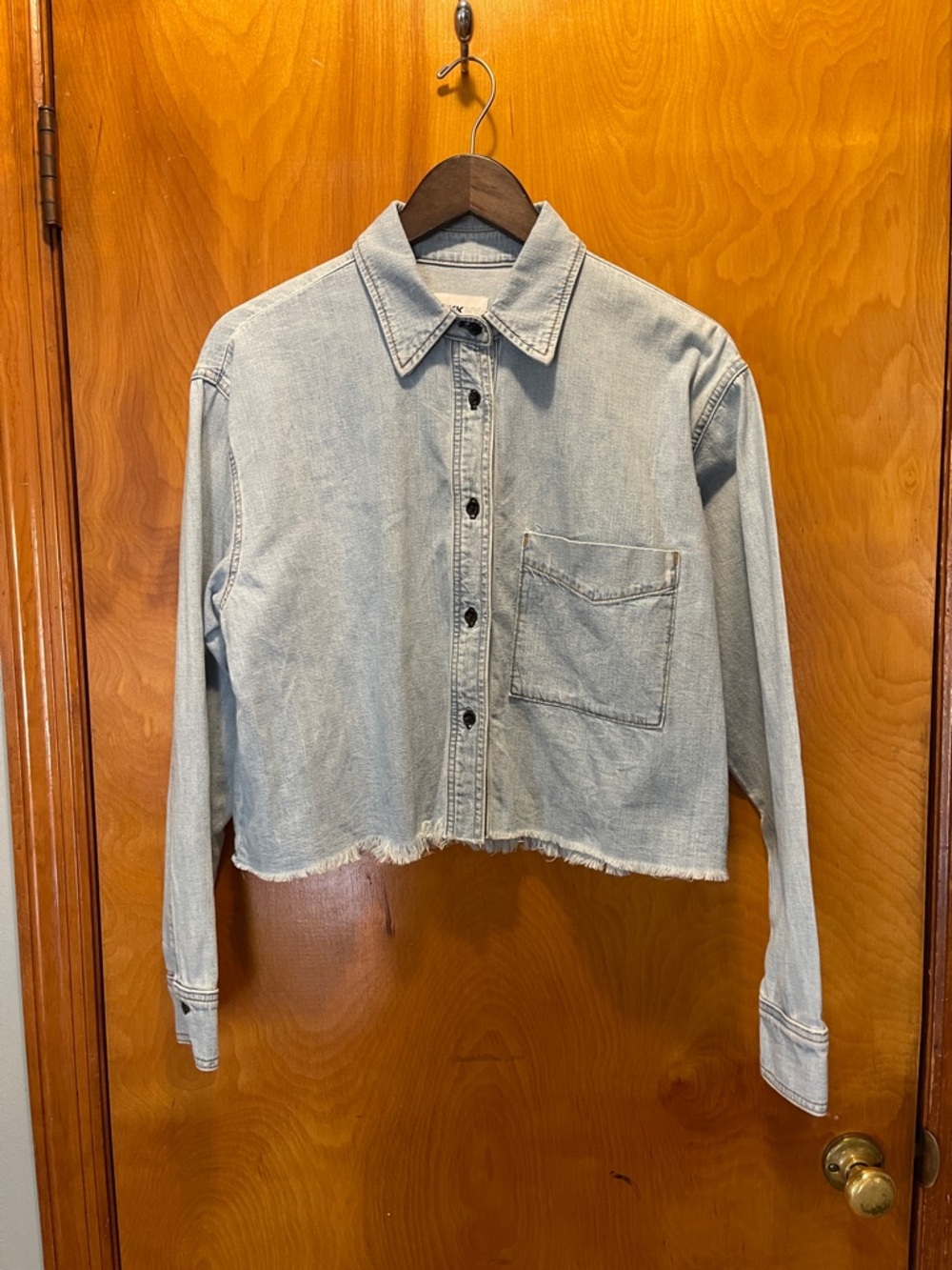 ASKK NY Light Wash Cropped Denim Button-Up Shirt